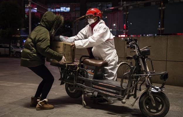 Preventing COVID-19 during package delivery from a courier